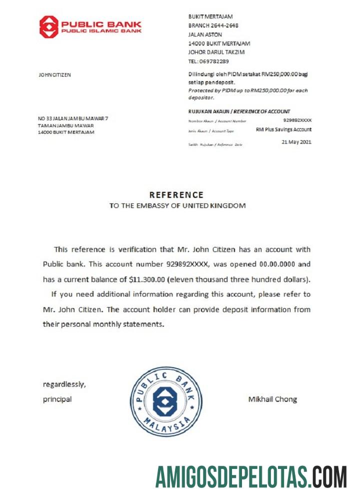 Malaysia Public bank Referensi sampel