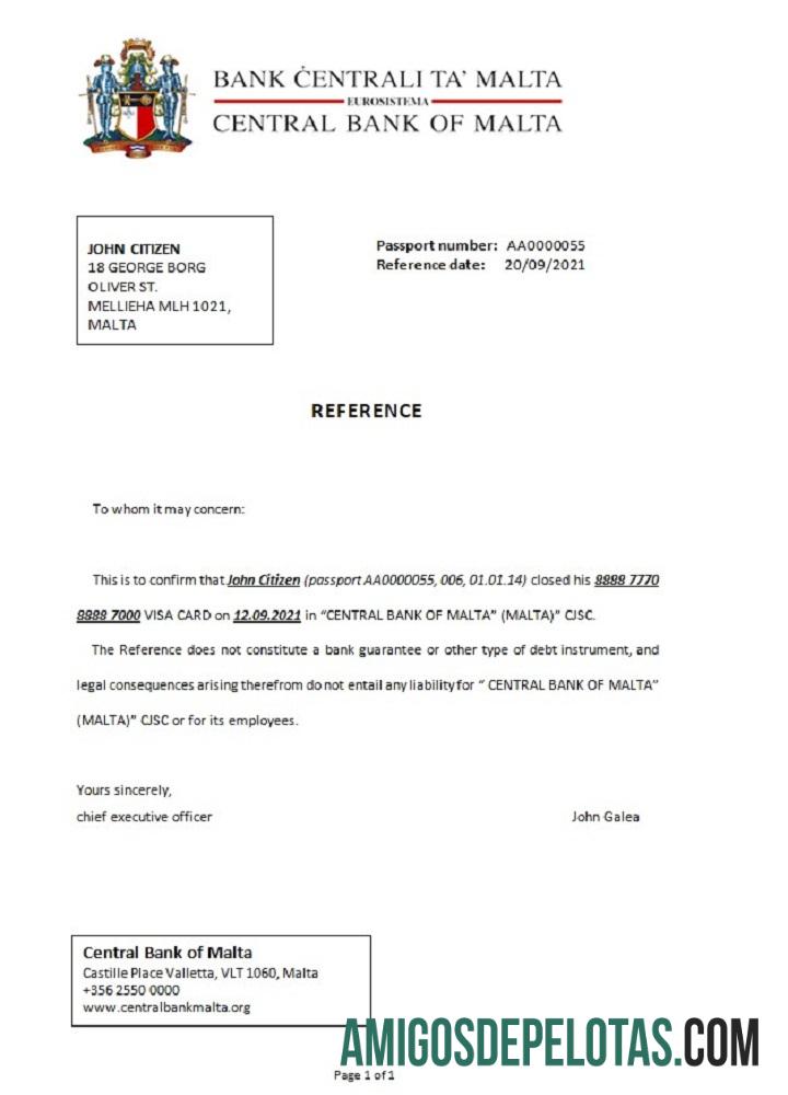 Malta Central bank of Malta closure Referensi sampel