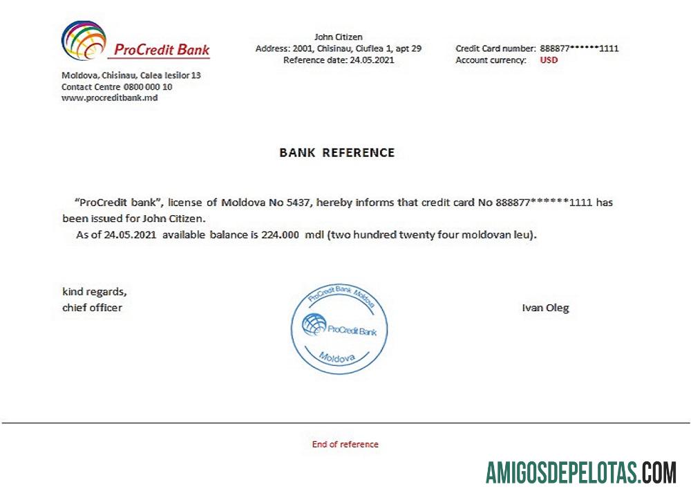 Moldova Procredit bank Referensi templat