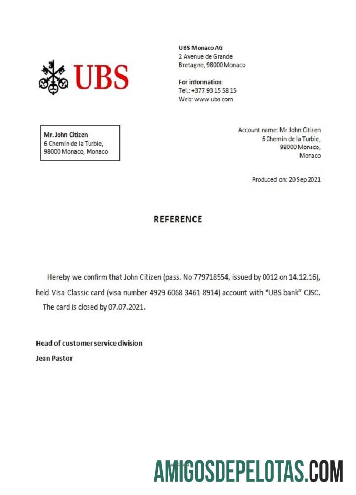 Monako UBS bank closure Referensi makering