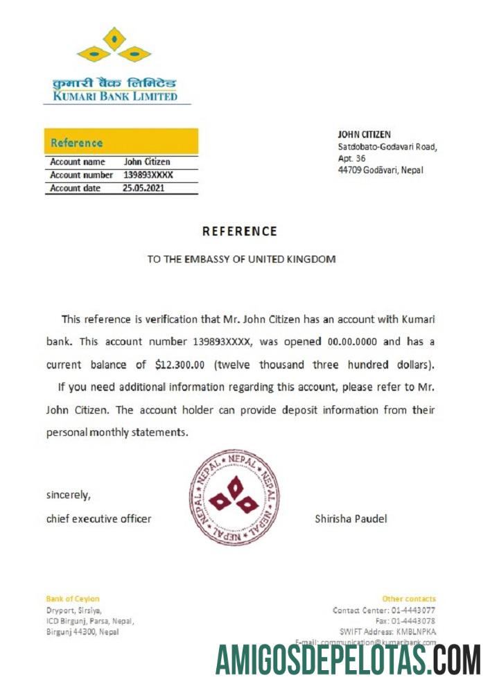 Nepal Kumari bank Referensi templat