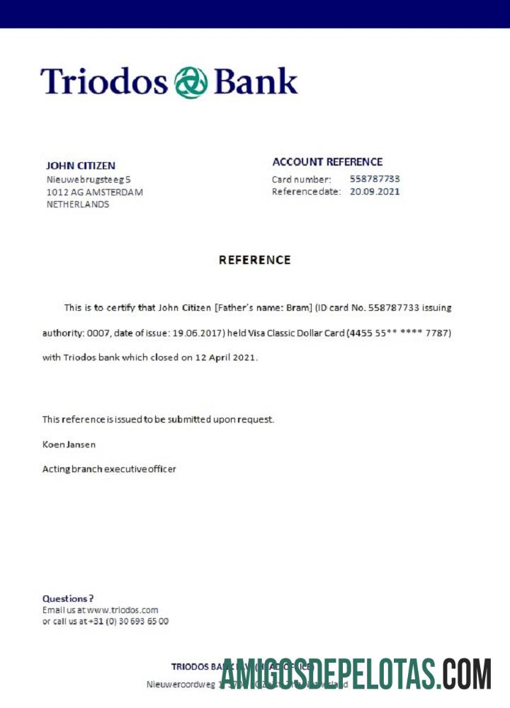 Belanda Triodos bank closure Referensi templat