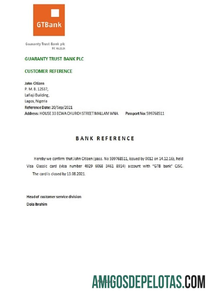 Nigeria GTBank closure Referensi sampel