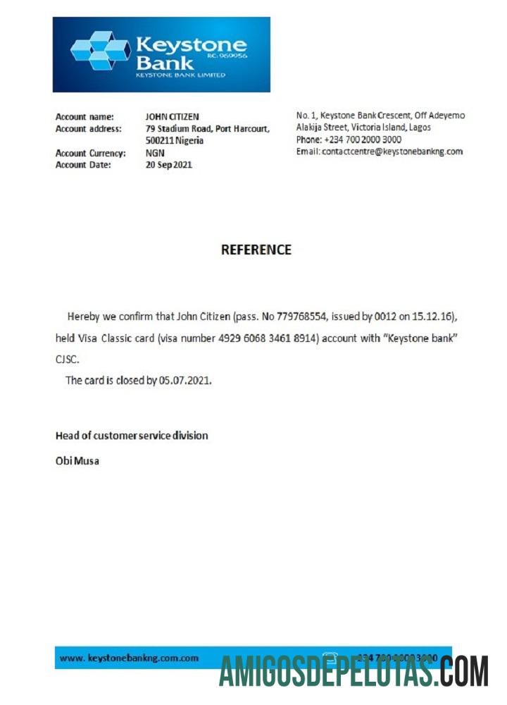 Nigeria Keystone bank closure Referensi templat
