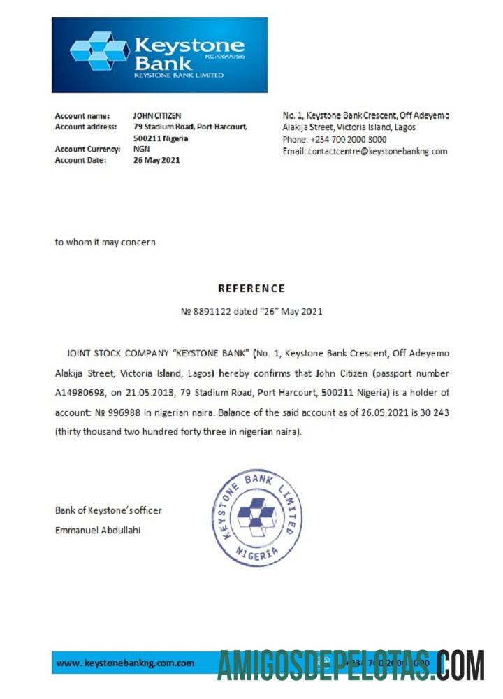 Nigeria Keystone bank Referensi templat