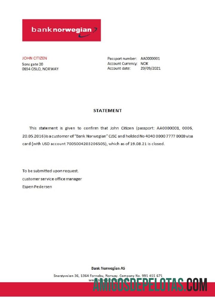 Norwegia bank Norwegian closure Referensi sampel