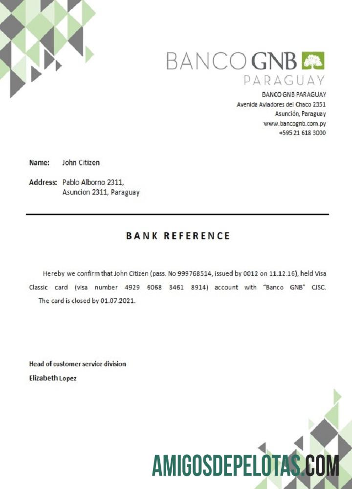 Paraguay Banco GNB closure Referensi sampel