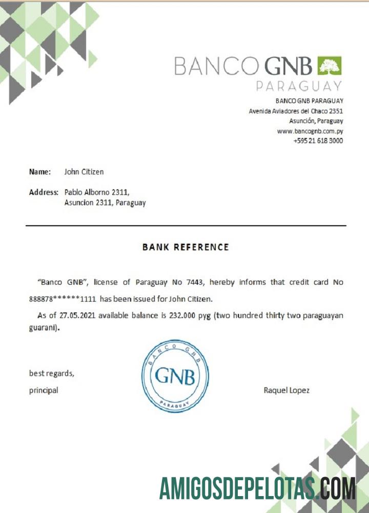 Paraguay Banco GNB Referensi sampel