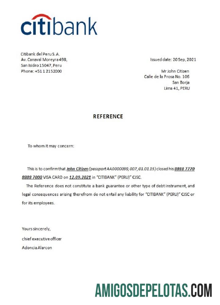 Peru Citibank closure Referensi makering