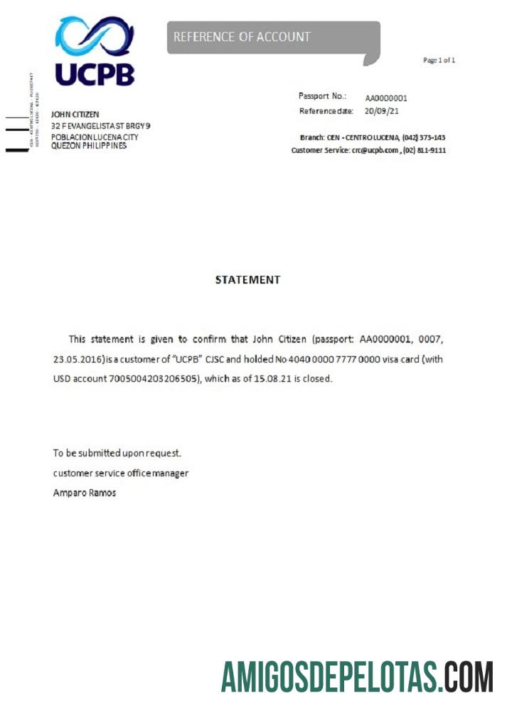 Filipina UCPB closure Referensi sampel