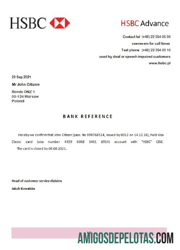 Polandia HSBC Advance closure Referensi templat