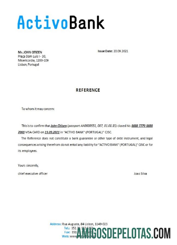 Portugal Activobank closure Referensi templat