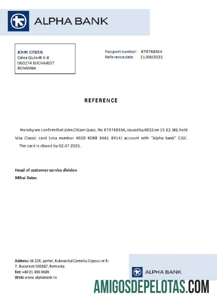 Rumania Alpha bank closure Referensi makering