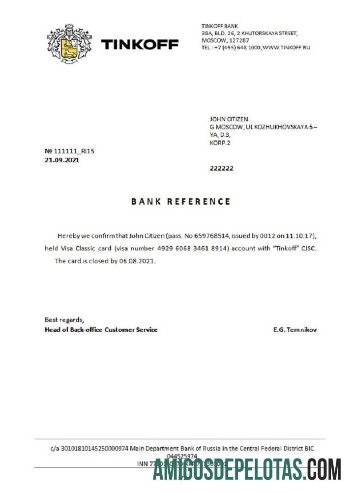 Rusia Tinkoff closure Referensi usd in English desain