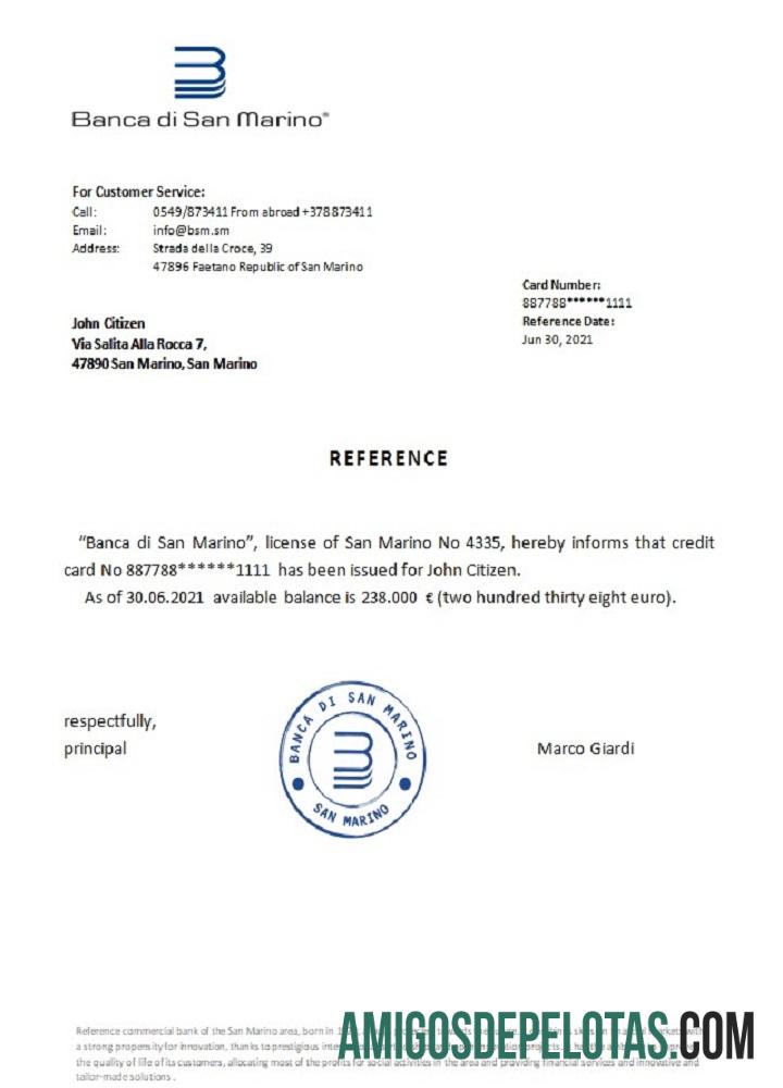 San Marino Banca di San Marino Referensi sampel