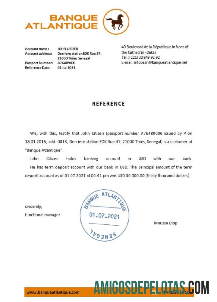 Senegal Banque Atlantique Referensi templat
