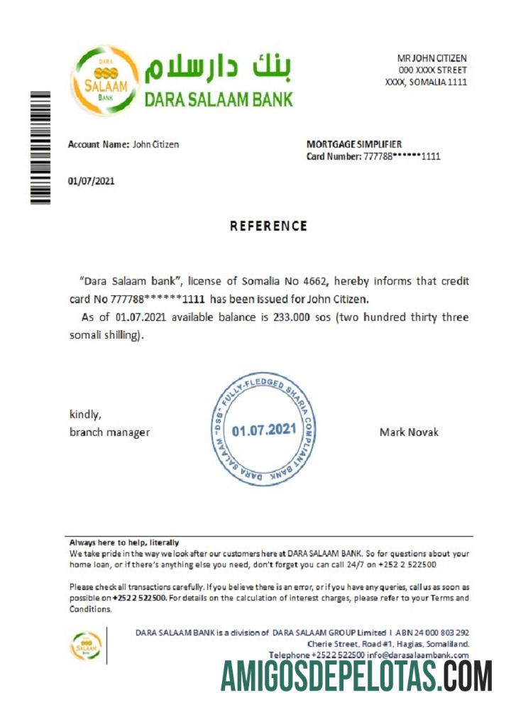 Somalia Dara Salaam bank Referensi templat