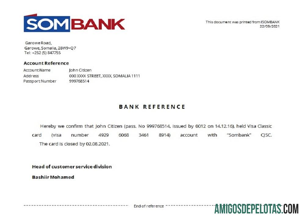 Somalia Sombank closure Referensi sampel