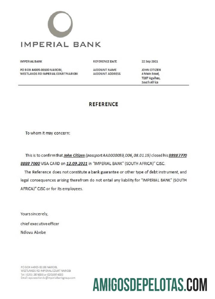 Afrika Selatan Imperial bank closure Referensi makering