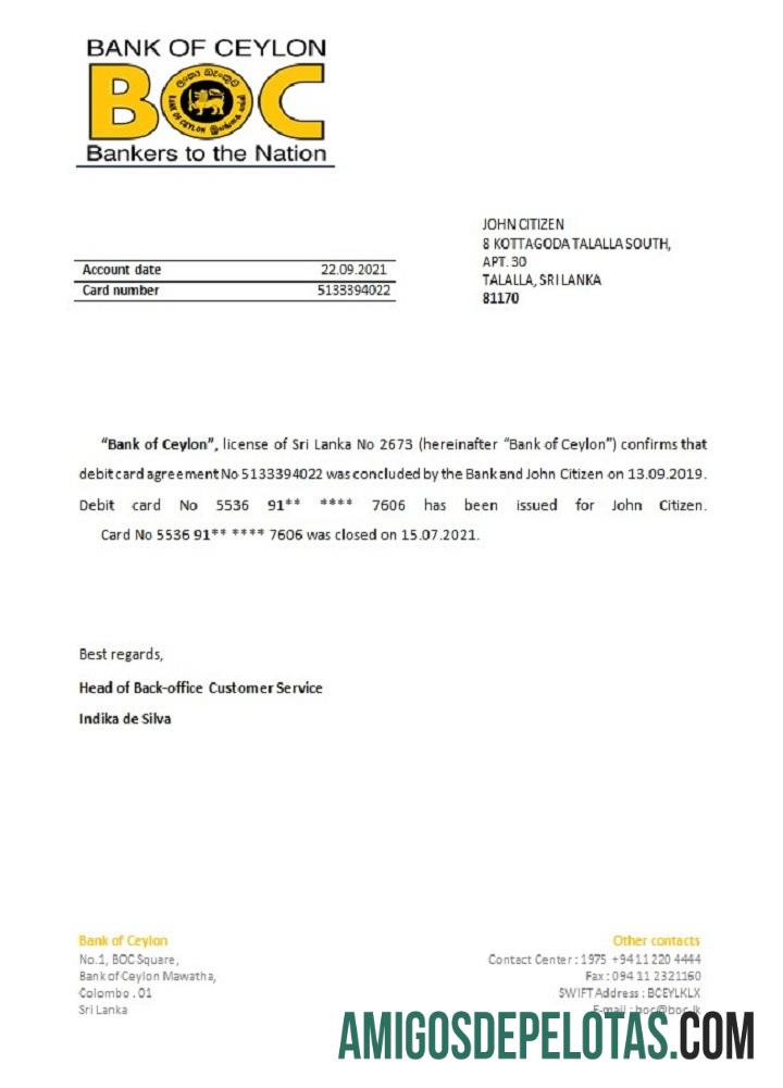 Sri Lanka BOC closure Referensi desain