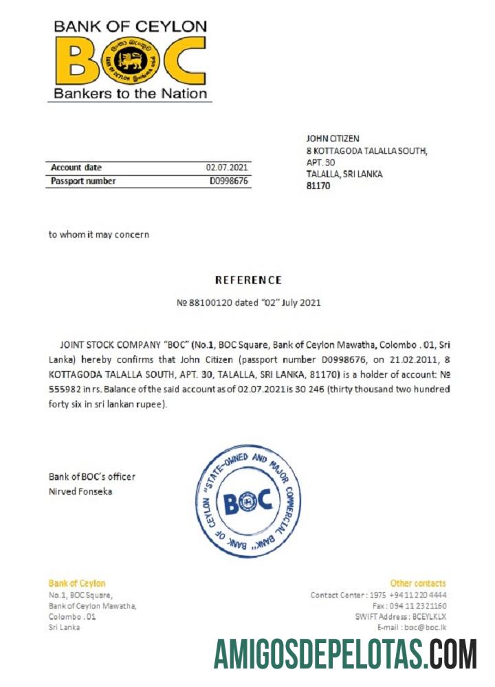 Sri Lanka BOC Referensi templat