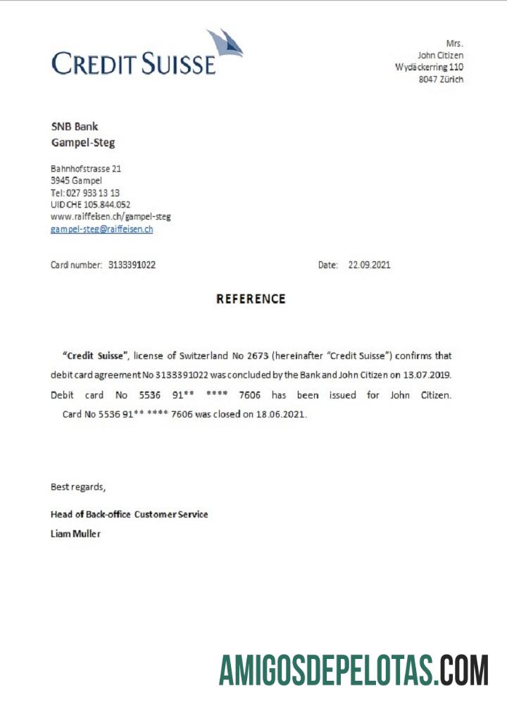 Swiss Kredit Suisse closure Referensi sampel