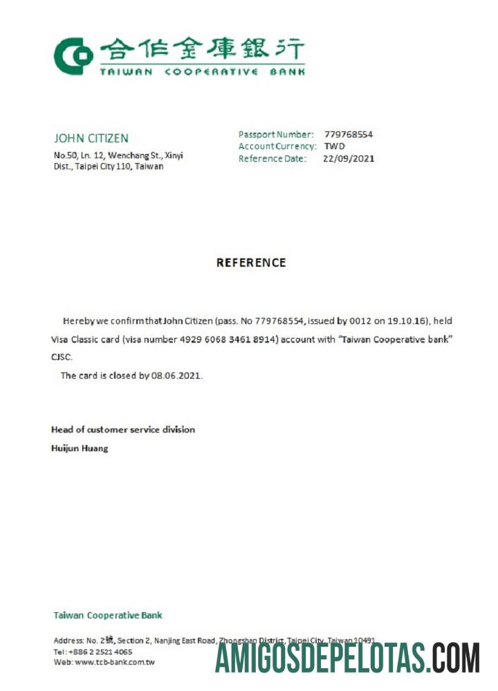 Taiwan Taiwan Cooperative bank closure Referensi sampel