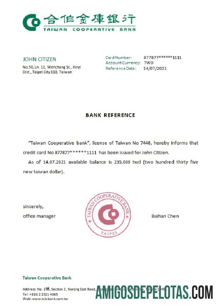 Taiwan Taiwan Cooperative bank Referensi templat