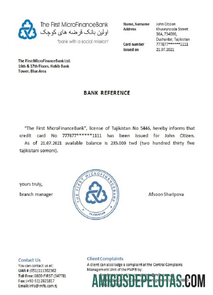 Tajikistan The First MicroFinanceBank Referensi pratinjau