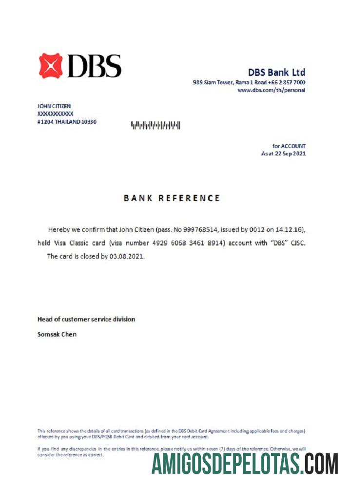 Thailand DBS bank closure Referensi sampel