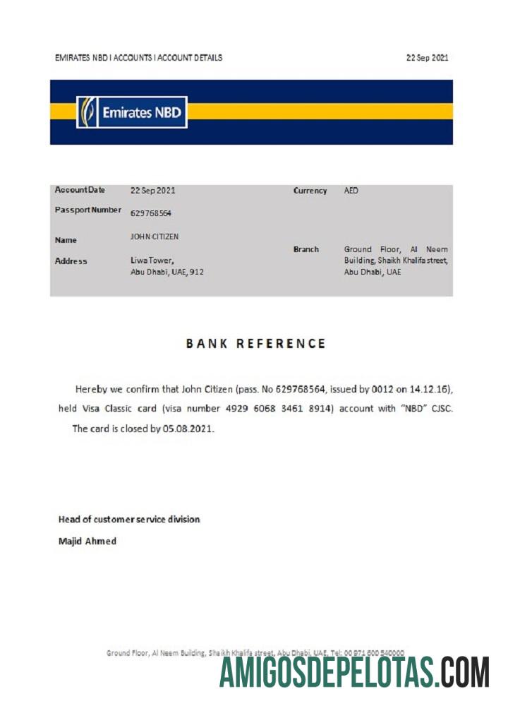 UEA Emirates NBD closure Referensi sampel