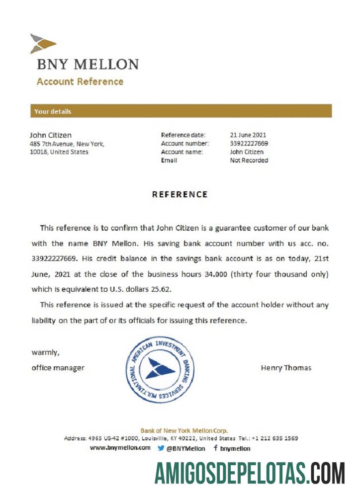 AS BNY Mellon Referensi sampel