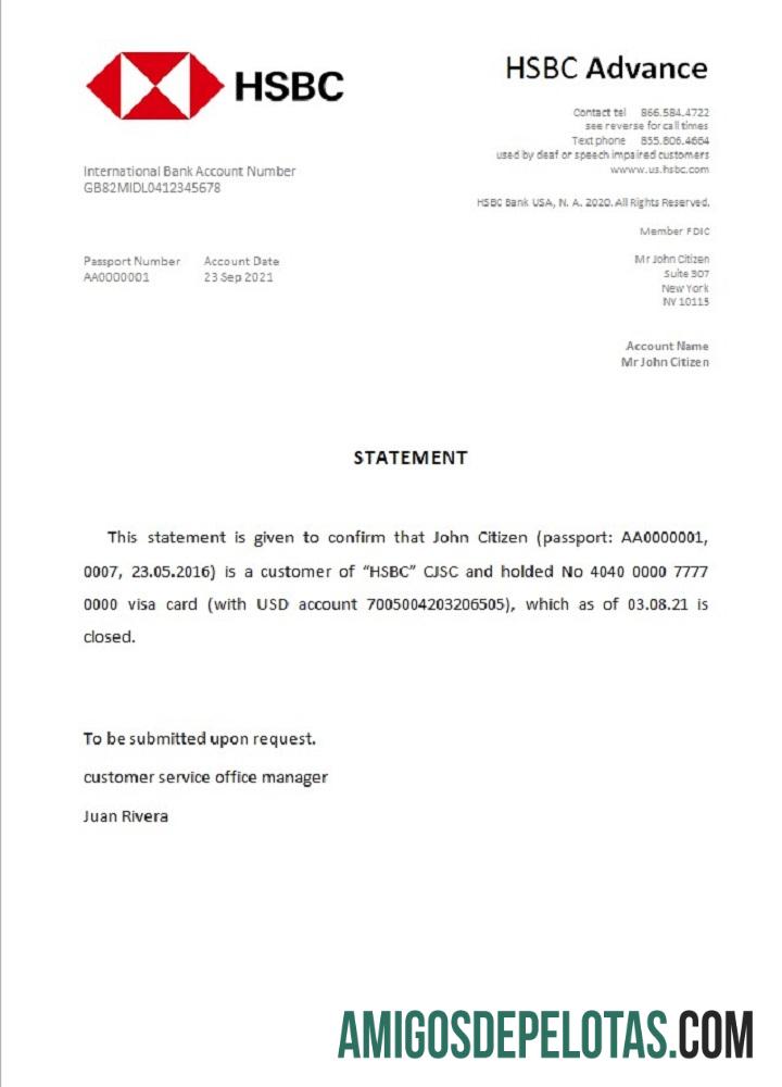 AS HSBC closure Referensi sampel