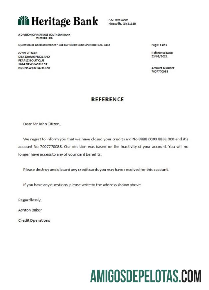 AS Heritage bank closure Referensi makering