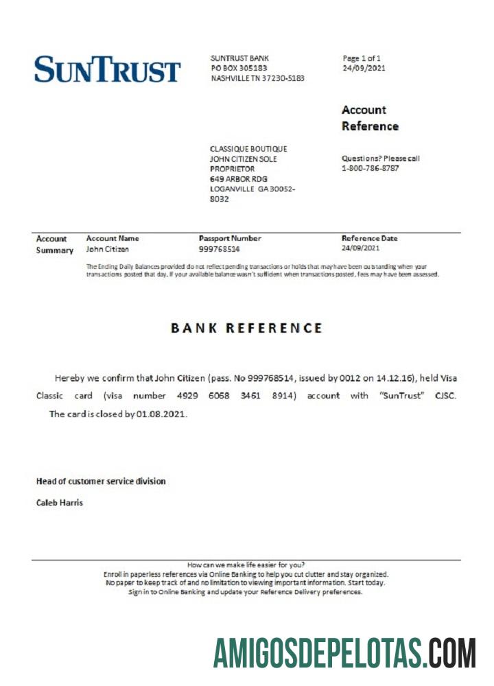 AS Suntrust closure Referensi sampel