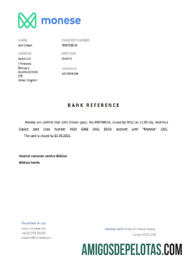 Inggris Raya Monese closure Referensi desain