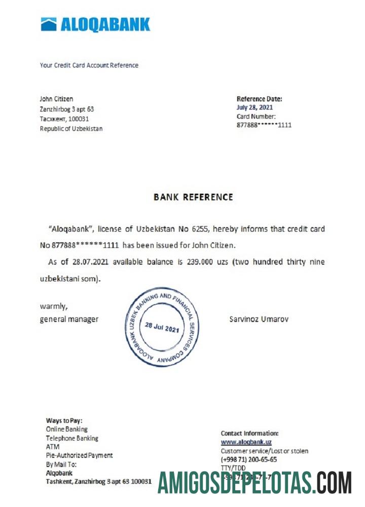 Uzbekistan Aloqabank Referensi makering