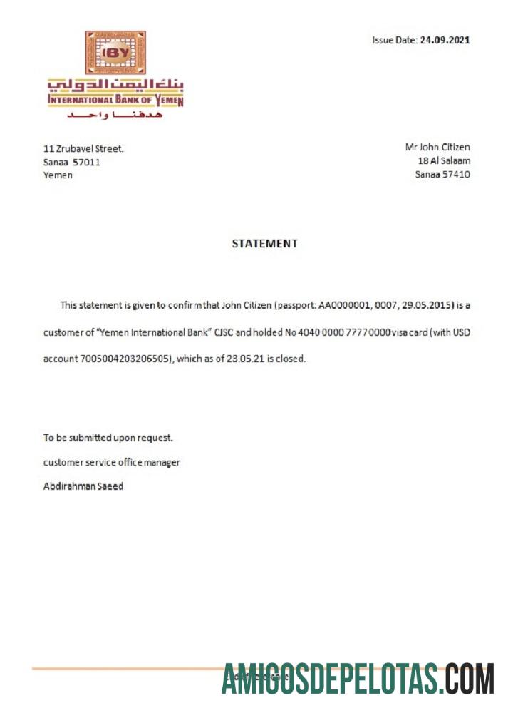 Yaman international bank closure Referensi desain