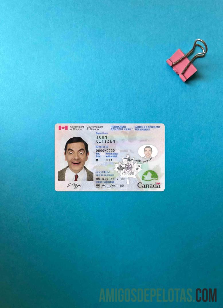Kanada Permanent penduduk kartu tampilan foto depan templat