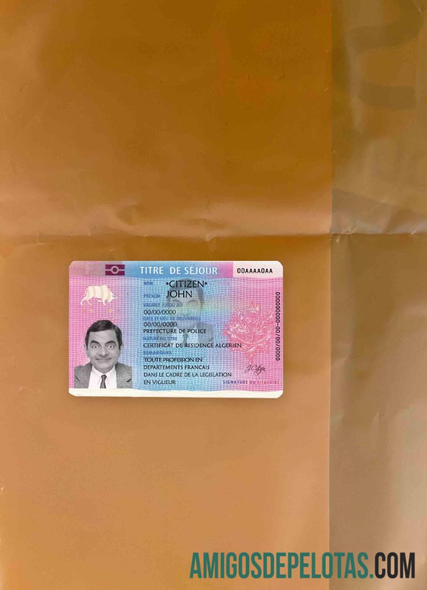 Prancis tempat tinggal izin (Titre de se╠üjour) tampilan foto depan templat