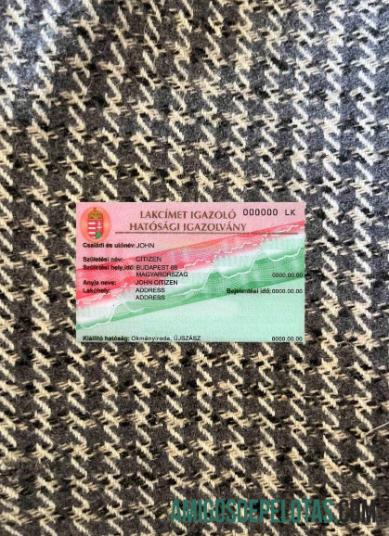 Hungaria sertifikat proof of tempat tinggal tampilan foto depan pratinjau