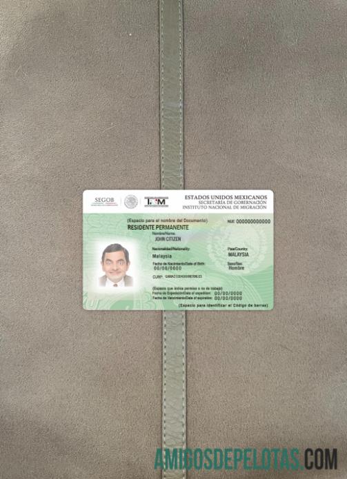 Meksiko hijau kartu (tempat tinggal izin) tampilan foto depan pratinjau