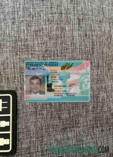 AS Baru hijau kartu, permanent penduduk 2023 tampilan foto depan sampel