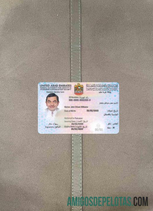 Uni Emirat Arab penduduk Kartu Identitas kartu tampilan foto depan sampel