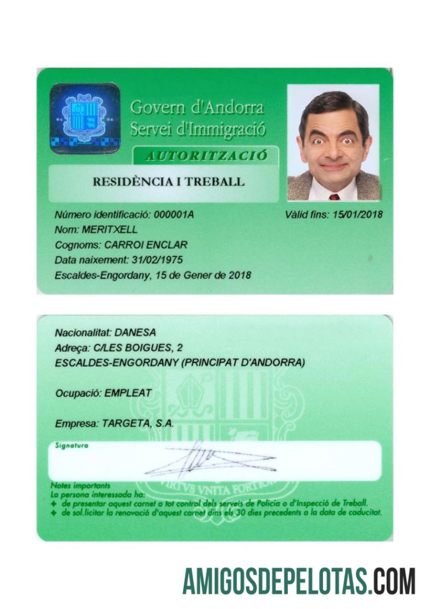 Andorra tempat tinggal izin kartu pratinjau