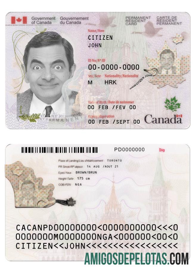 Kanada permanent penduduk kartu versi 2 sampel