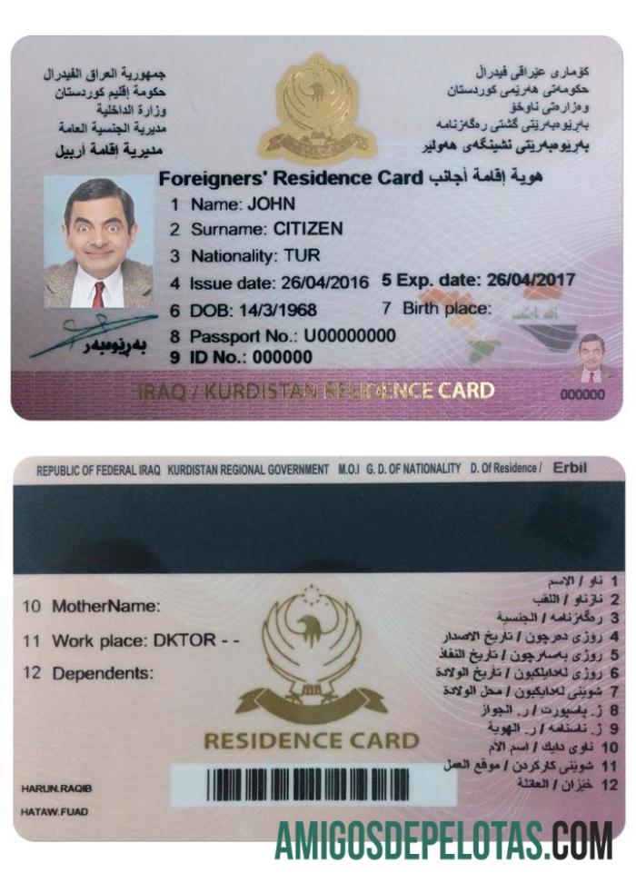 Irak (KURDISTAN) tempat tinggal kartu templat