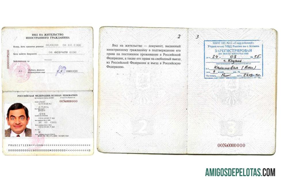 Russian Federation tempat tinggal izin for a foreign citizen templat