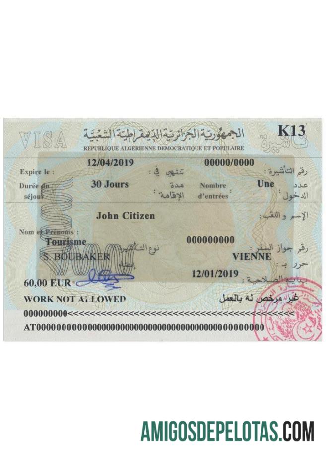 الجزائر ویزا نمونہ