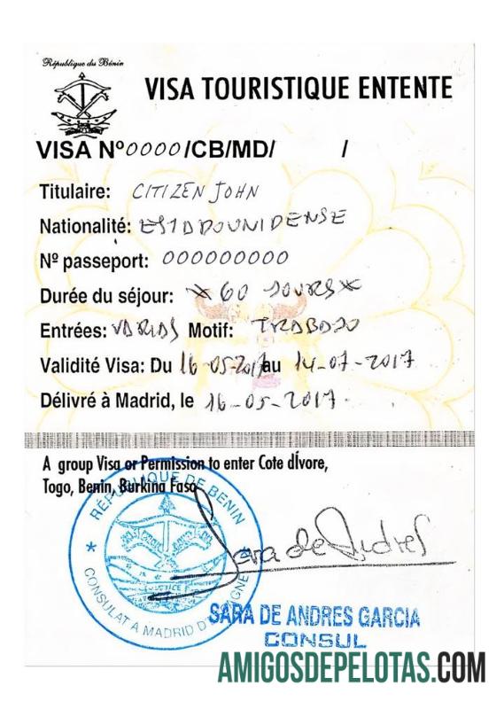 آئیوری کوسٹ, ٹوگو, بینن, برکینا فاسو tourist ویزا ٹیمپلیٹ